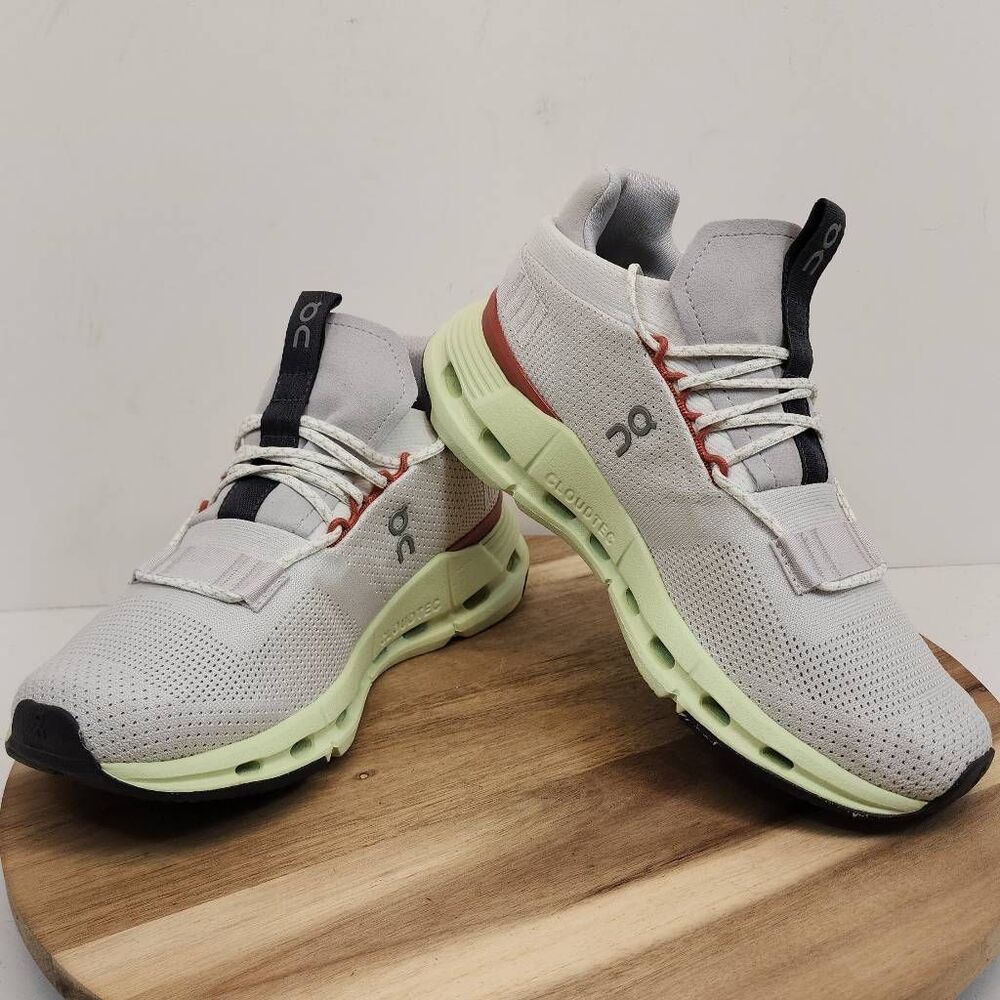 Size 6.5 ON Cloudnova 'White Limelight' Running Shoes Women's - Picture 7 of 10